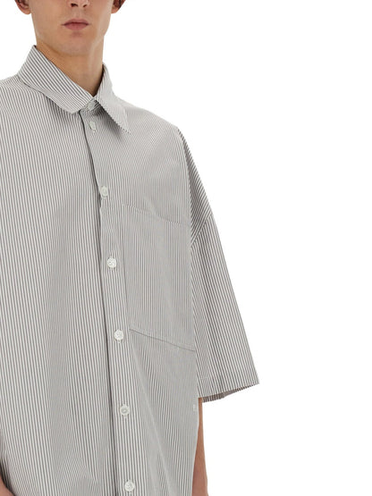 Bottega Veneta Men Striped Overshirt With "Bv" Embroidery by Luosophy
