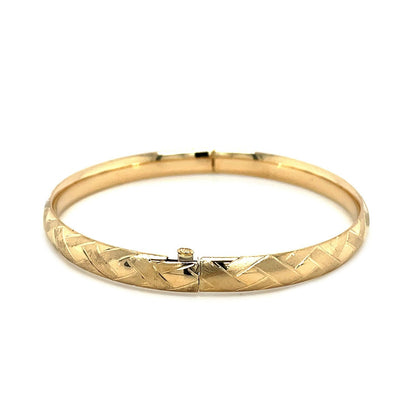 14k Yellow Gold Domed Bangle with a Weave Motif by Bids.com