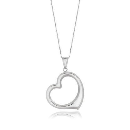 14k White Gold Floating Heart Drop Pendant by Bids.com