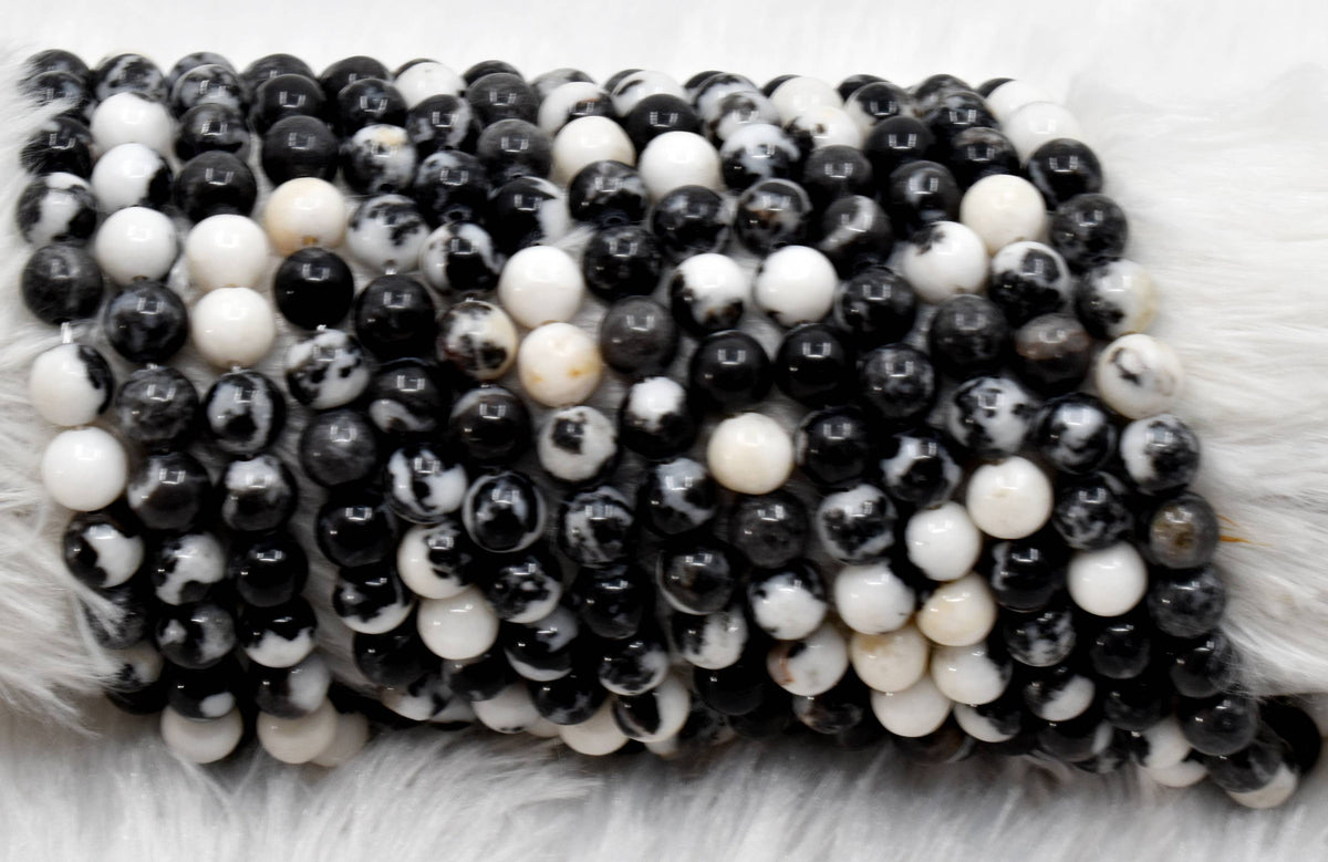 Black &amp; White Zebra Jasper AAA Grade 4mm, 6mm, 8mm, 10mm, 12mm Round Beads  DestGlow