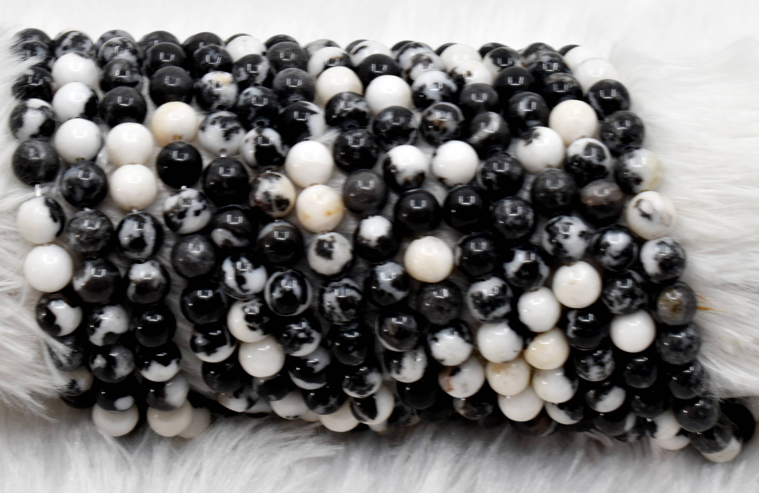 Black &amp; White Zebra Jasper AAA Grade 4mm, 6mm, 8mm, 10mm, 12mm Round Beads  DestGlow
