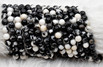 Black &amp; White Zebra Jasper AAA Grade 4mm, 6mm, 8mm, 10mm, 12mm Round Beads  DestGlow