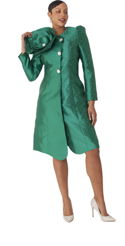 Pearl-Studded Floral Appliqué Coat Dress - 9751 by Tally Taylor