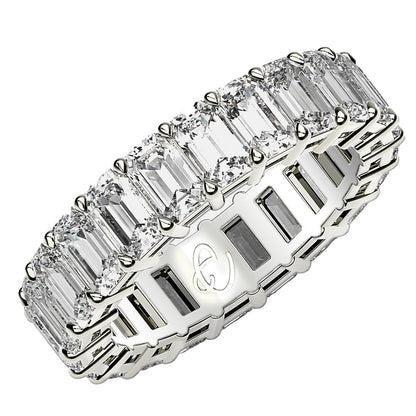 Emerald Cut Lab Grown Diamond Eternity Ring in 14k White Gold (5 cttw FG/VS2)  DestGlow