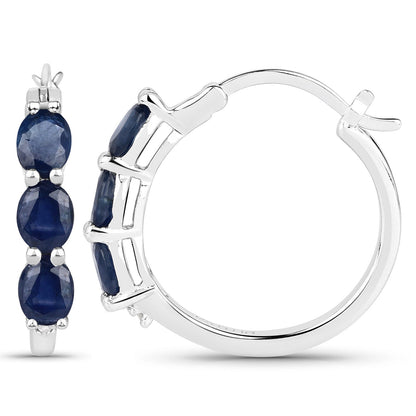 2.05 Carat Genuine Blue Sapphire and White Diamond .925 Sterling Silver Earrings  DestGlow