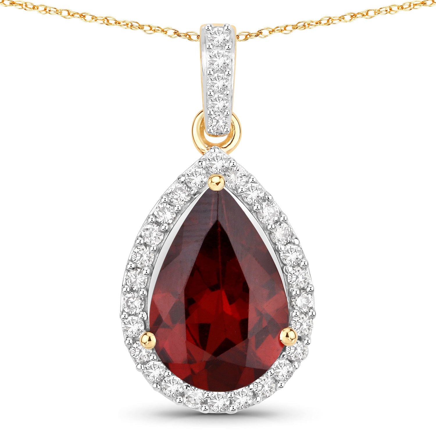 3.29 Carat Genuine Rhodolite and White Diamond 14K Yellow Gold Pendant by Bids.com
