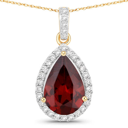 3.29 Carat Genuine Rhodolite and White Diamond 14K Yellow Gold Pendant by Bids.com