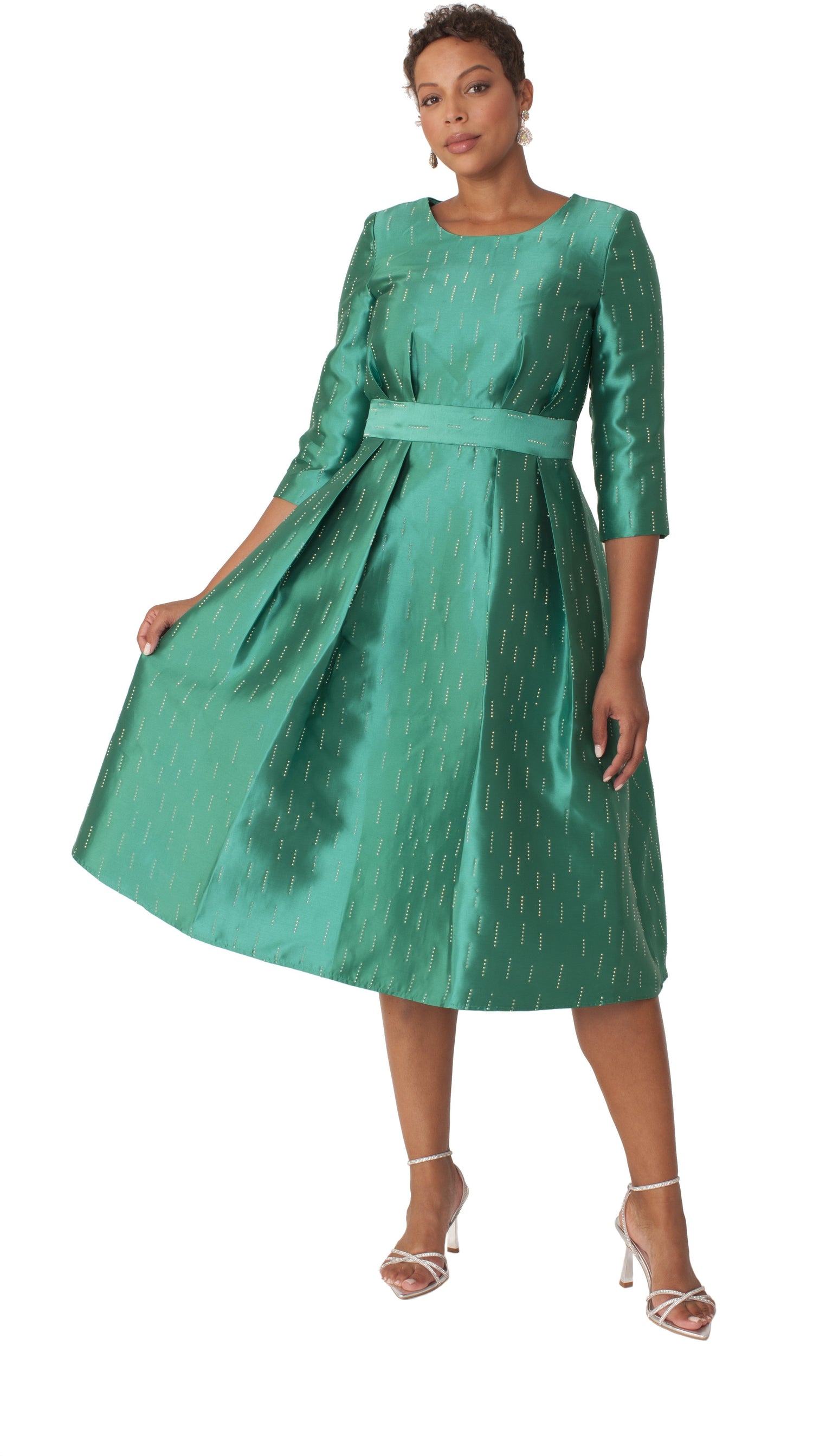 Shimmer A-Line Tea Length Dress - 9763 by Tally Taylor