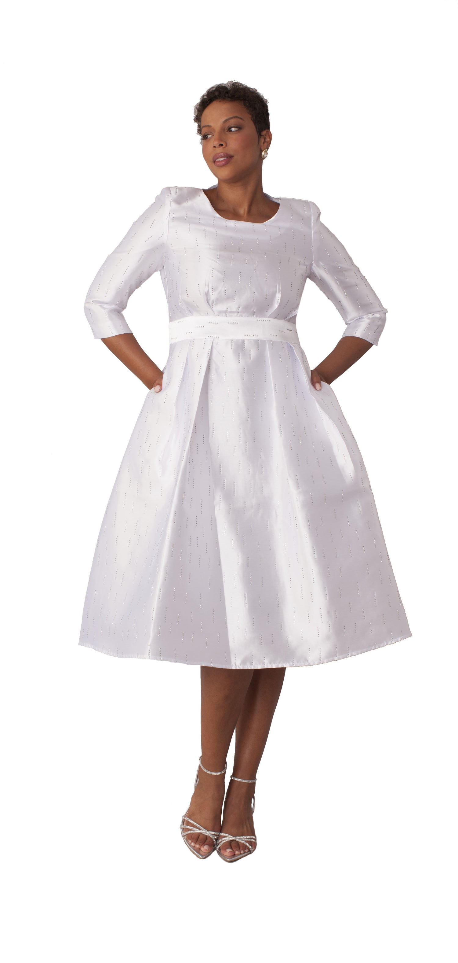 Shimmer A-Line Tea Length Dress - 9763 by Tally Taylor
