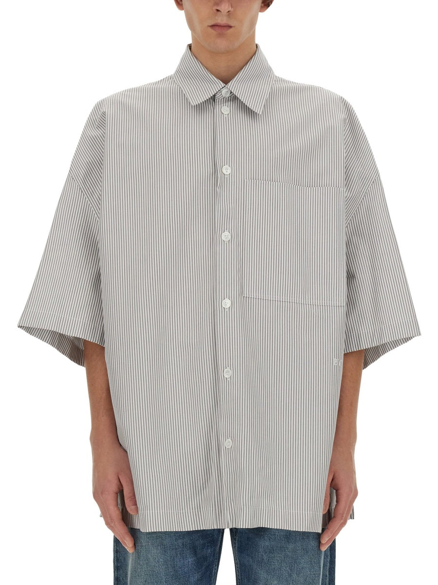 Bottega Veneta Men Striped Overshirt With "Bv" Embroidery by Luosophy