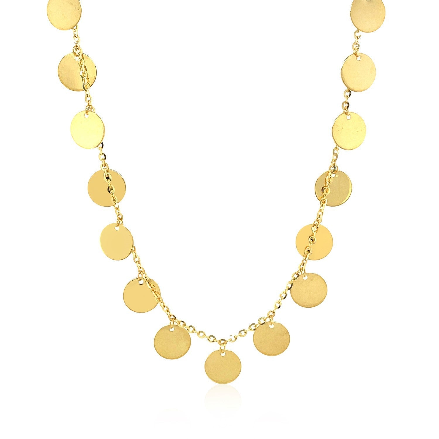 Choker Necklace with Polished Discs in 14k Yellow Gold by Bids.com