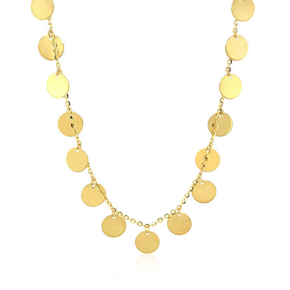 Choker Necklace with Polished Discs in 14k Yellow Gold by Bids.com