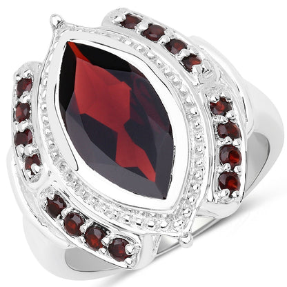 4.06 Carat Genuine Garnet .925 Sterling Silver Ring  DestGlow