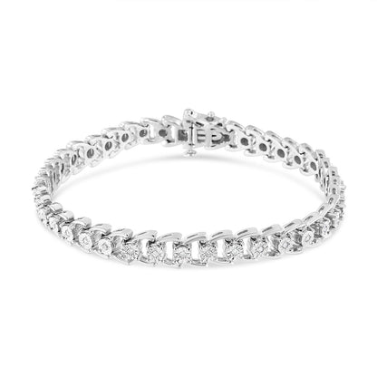 .925 Sterling Silver 1/4 Cttw Miracle Set Round Diamond Composite Open Linked Composite Line Bracelet (I-J Color, I3-Promo Clarity) - 7.5" by Bids.com