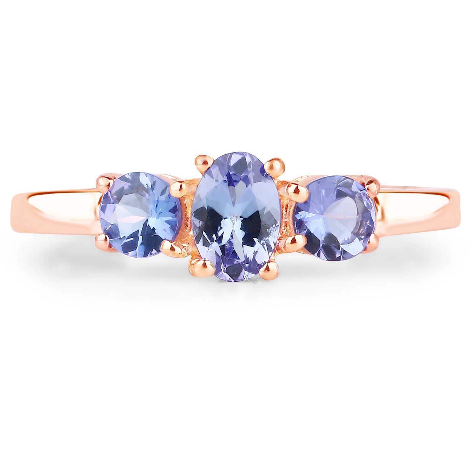 18K Rose Gold Plated 0.90 Carat Genuine Tanzanite .925 Sterling Silver Ring by Bids.com