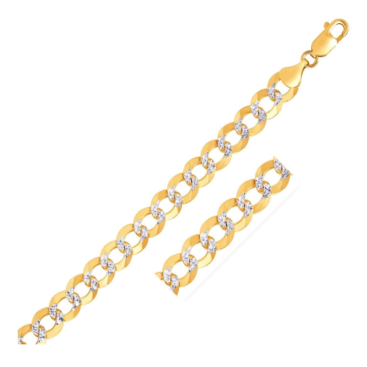 10 mm 14k Two Tone Gold Pave Curb Bracelet by Bids.com