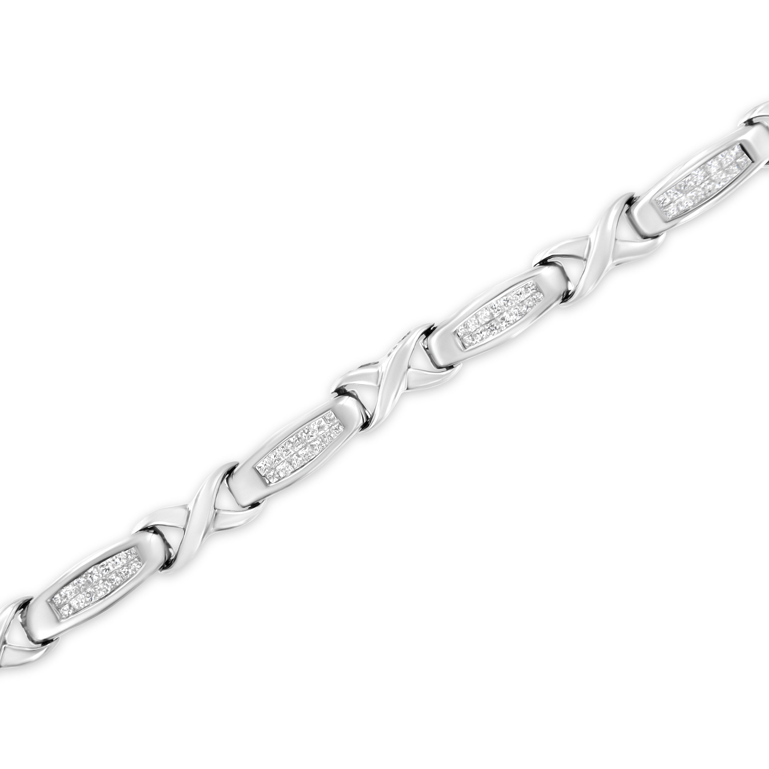 14K White Gold 1.0 Cttw Invisible-Set Princess Diamond Tennis Bracelet (H-I Color, SI1-SI2 Clarity) - 7"  DestGlow
