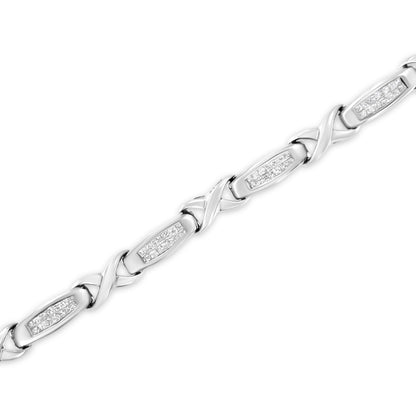 14K White Gold 1.0 Cttw Invisible-Set Princess Diamond Tennis Bracelet (H-I Color, SI1-SI2 Clarity) - 7"  DestGlow