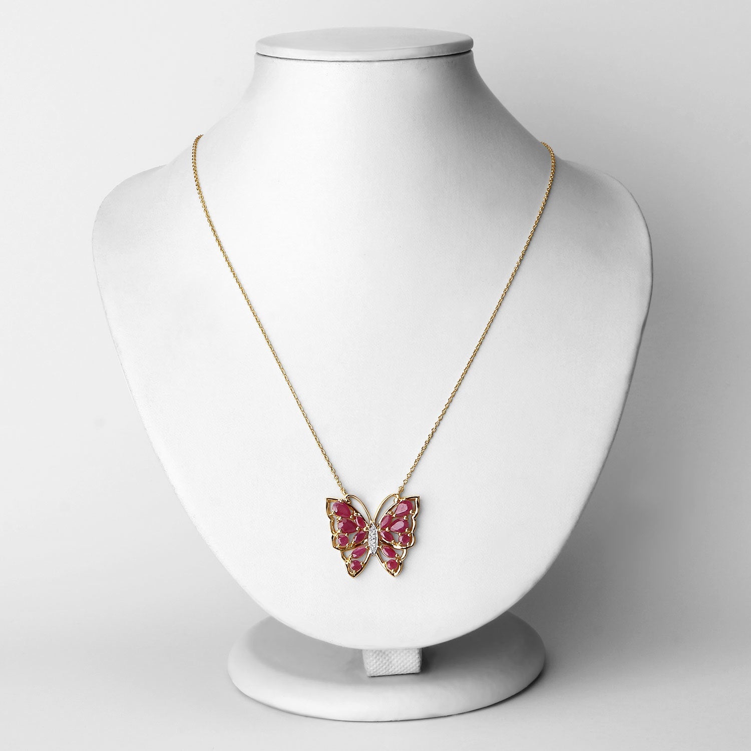 2.88 Carat Genuine Ruby and White Zircon .925 Sterling Silver Necklace by Bids.com