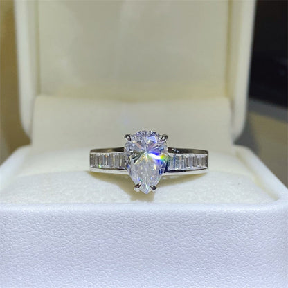 3 Carat Pear-Cut Sparkala™ Pure Sterling Silver Ring by Sparkala