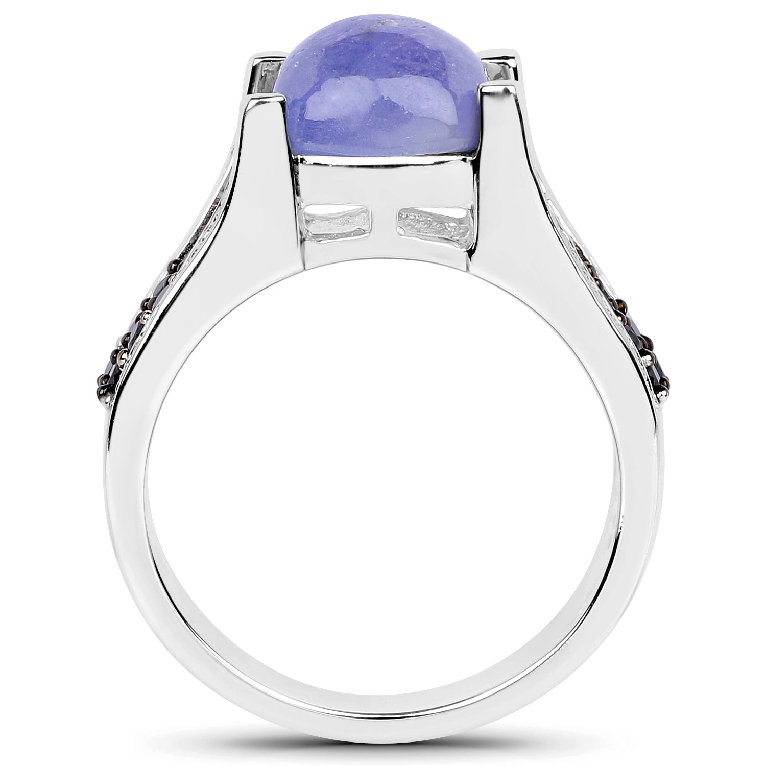 3.20 Carat Genuine Tanzanite and Black Spinel .925 Sterling Silver Ring by Bids.com