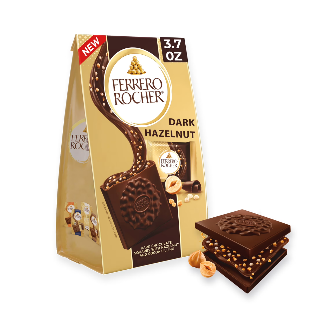 Ferrero Rocher Dark Chocolate Squares with Hazelnut &amp; Cocoa Bag (3.7oz) by Farmacias Savia