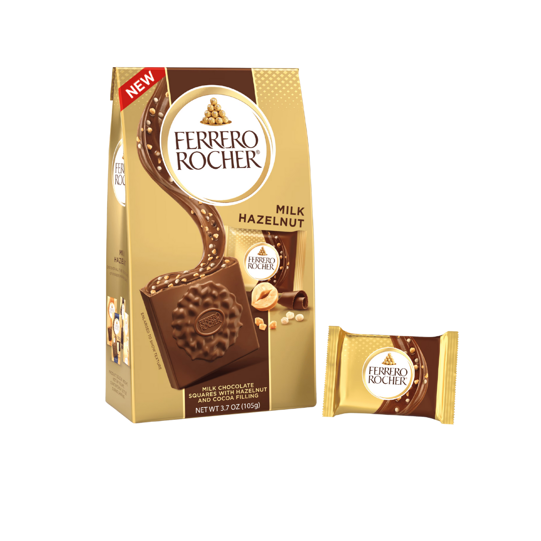 Ferrero Rocher Milk Chocolate Squares with Hazelnut &amp; Cocoa Bag (3.7oz) by Farmacias Savia