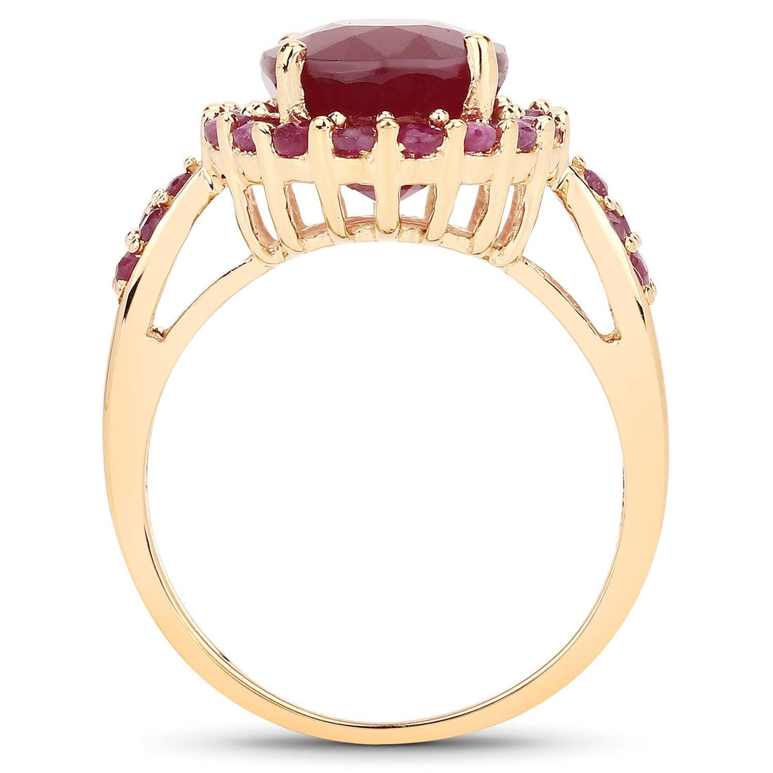 5.09 Carat Glass Filled Ruby and Ruby .925 Sterling Silver Ring  DestGlow