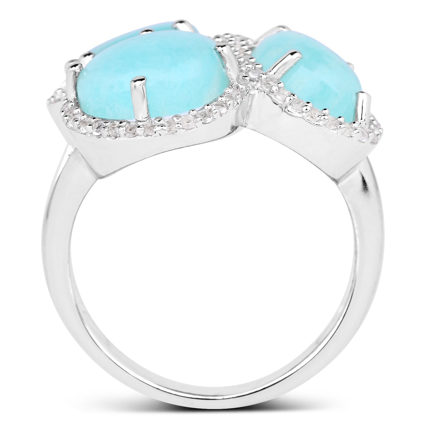 5.30 Carat Genuine Amazonite And White Topaz .925 Sterling Silver Ring by Bids.com