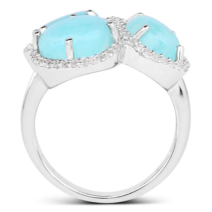 5.30 Carat Genuine Amazonite And White Topaz .925 Sterling Silver Ring by Bids.com