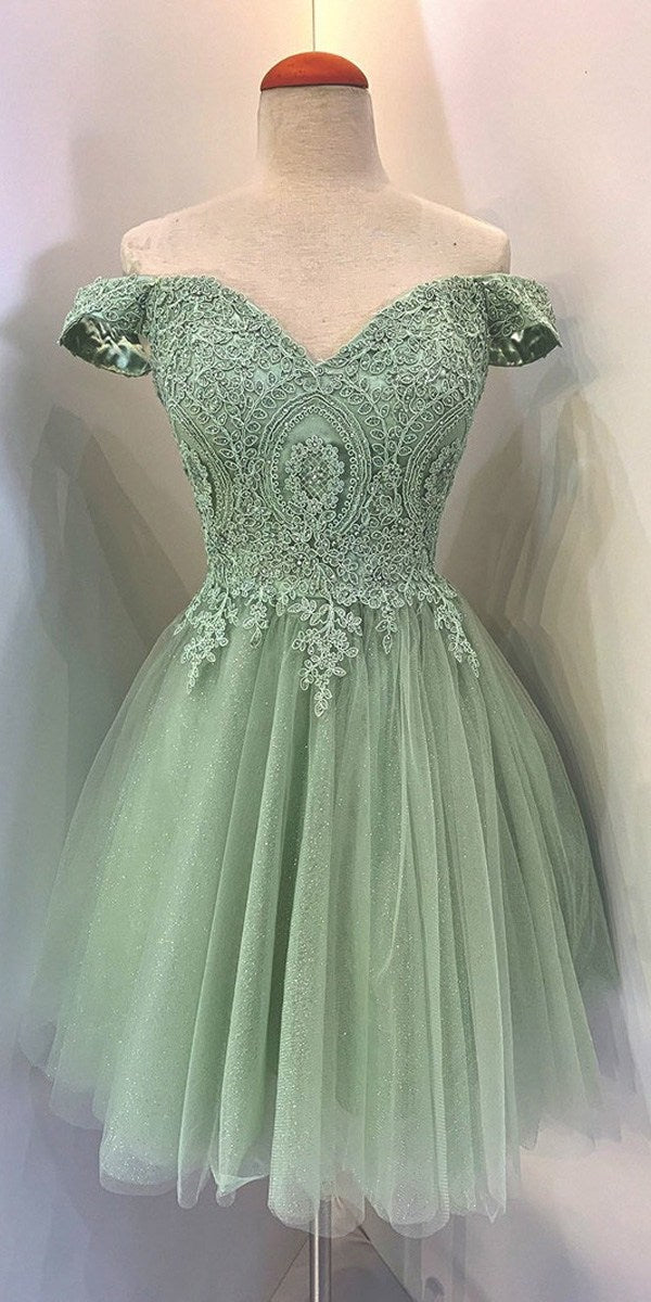 CLEARANCE - Eureka 9833 Short A-Line Off Shoulder Glitter Mesh Dress (Size M) by DiscountDressShop