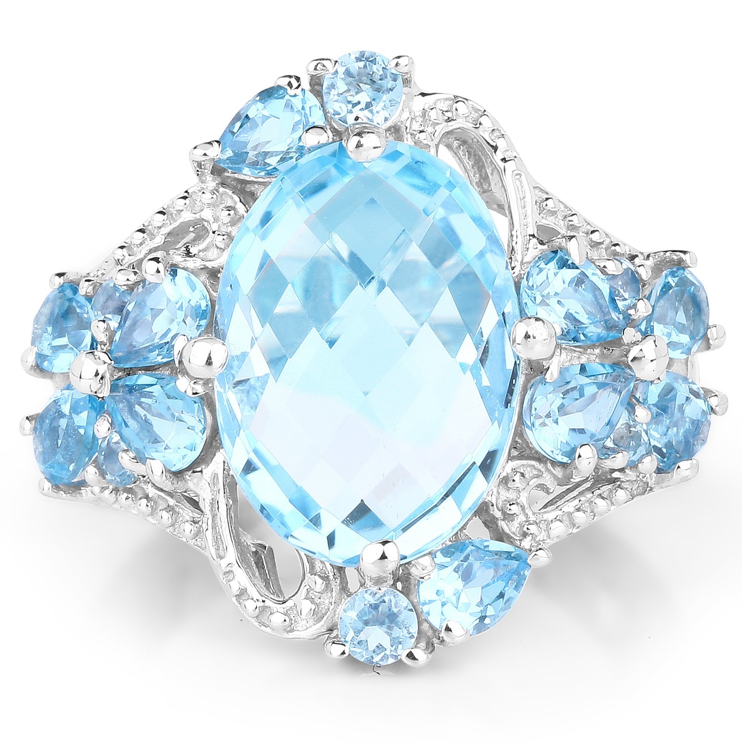 9.50 Carat Genuine Blue Topaz and Swiss Blue Topaz .925 Sterling Silver Ring by Bids.com