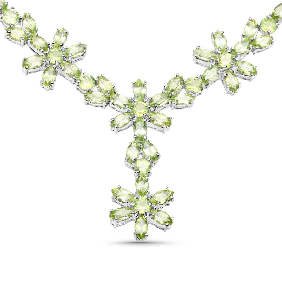 43.02 Carat Genuine Peridot .925 Sterling Silver Necklace  DestGlow