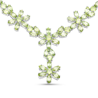 43.02 Carat Genuine Peridot .925 Sterling Silver Necklace  DestGlow