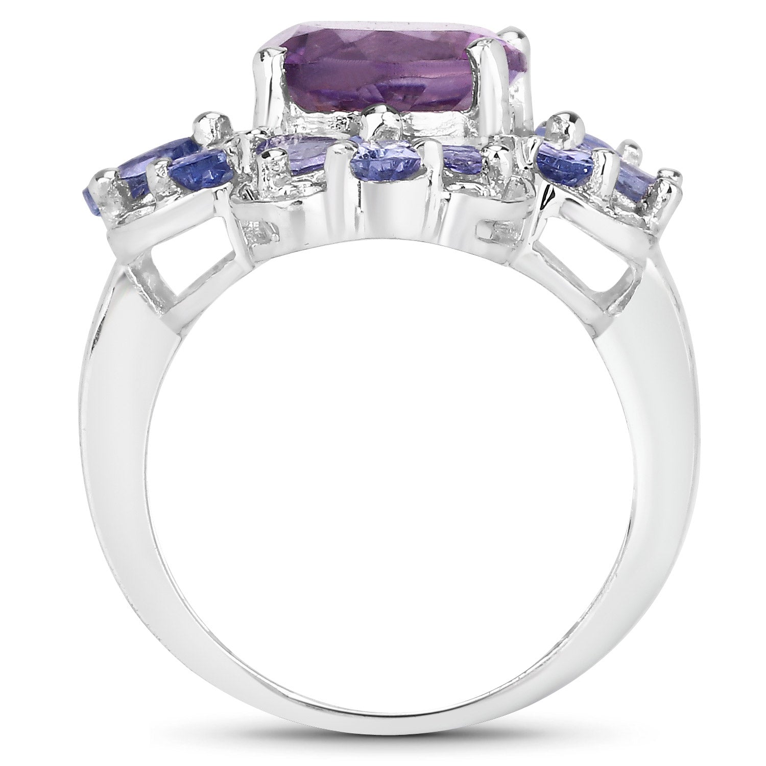 4.88 Carat Genuine Amethyst and Tanzanite .925 Sterling Silver Ring by Bids.com