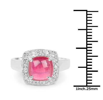 3.31 Carat Glass Filled Ruby and White Topaz .925 Sterling Silver Ring by Bids.com