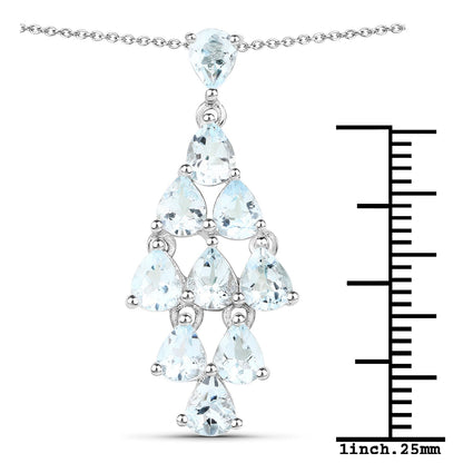 2.20 Carat Genuine Aquamarine .925 Sterling Silver Pendant  DestGlow