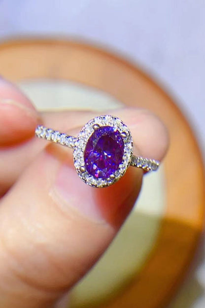 Platinum Over Pure Sterling Silver 1 Carat Purple Purple Oval-Cut Sparkala™ Ring by Sparkala