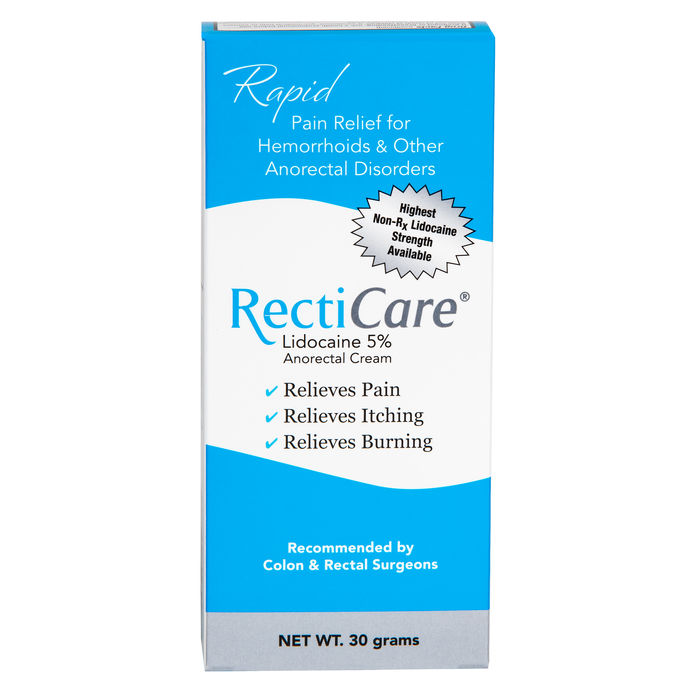 RectiCare® Lidocaine 5% Anorectal Cream – Maximum Strength Relief (30 Grams) by Pasteur Pharmacy