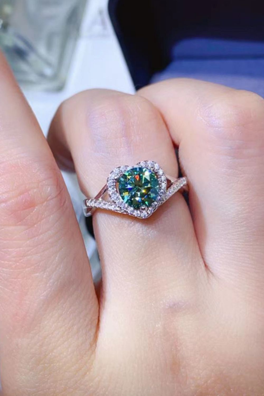 Adored 1 Carat Yellow Green Sparkala™ Platinum Over Pure Sterling Silver Heart Ring by Sparkala