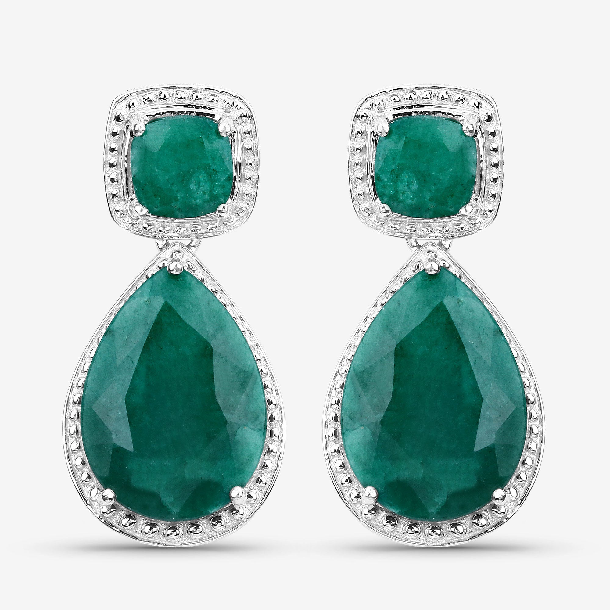 26.00 Carat Dyed Emerald .925 Sterling Silver Earrings  DestGlow