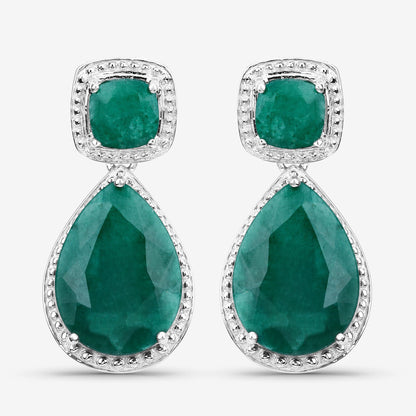 26.00 Carat Dyed Emerald .925 Sterling Silver Earrings  DestGlow
