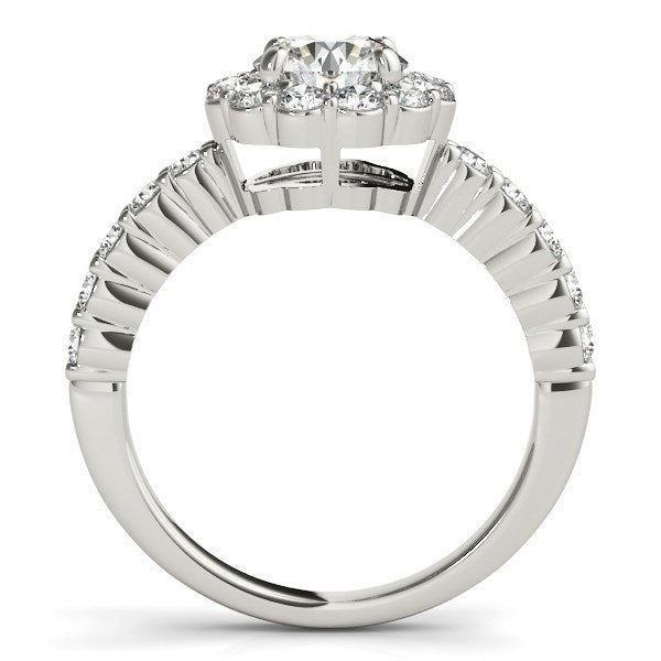 14k White Gold Round Floral Motif Diamond Engagement Ring (1 5/8 cttw) by Bids.com