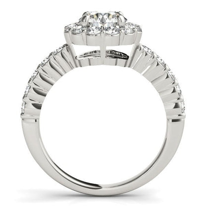 14k White Gold Round Floral Motif Diamond Engagement Ring (1 5/8 cttw) by Bids.com