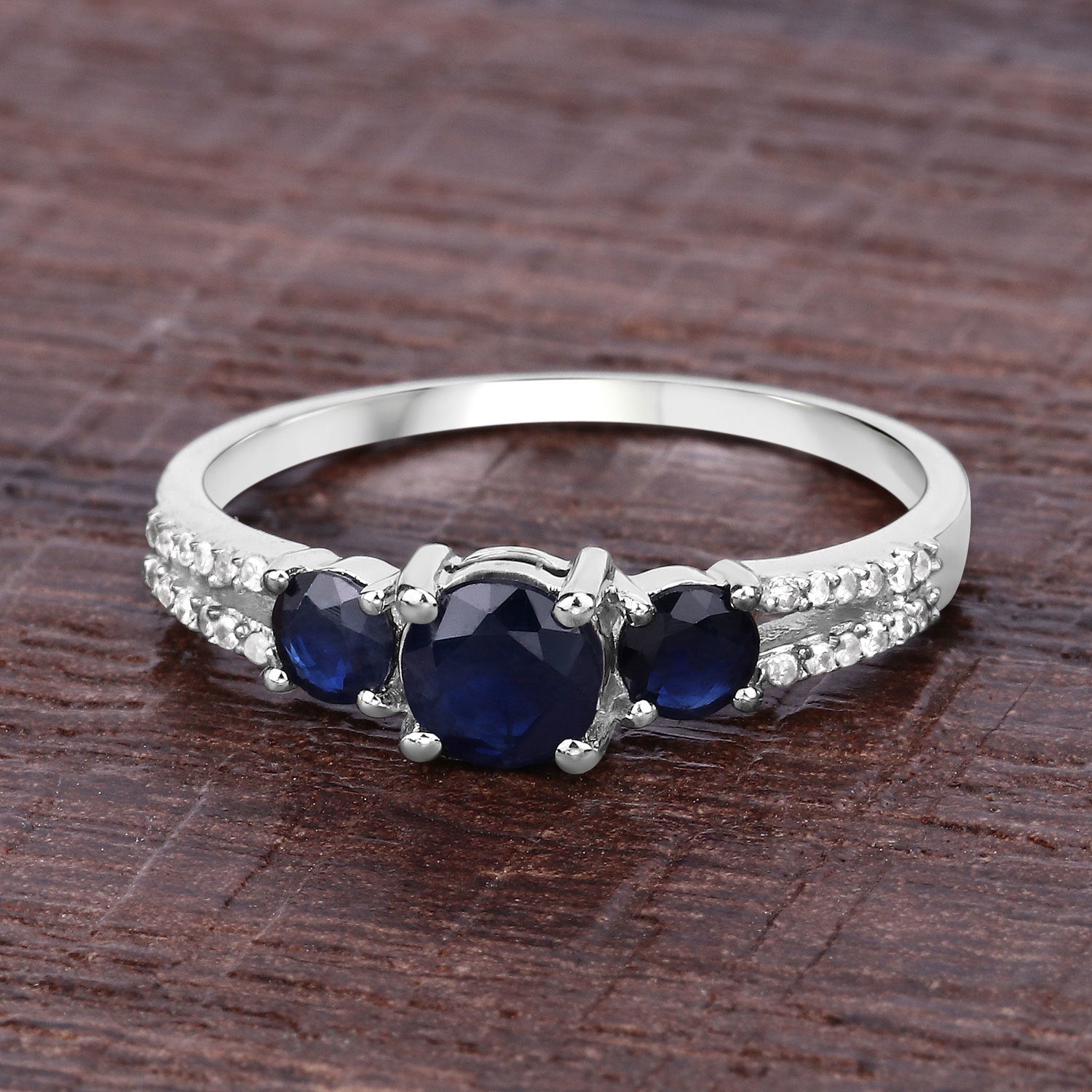 1.08 Carat Genuine Blue Sapphire and White Diamond 14K White Gold Ring by Bids.com