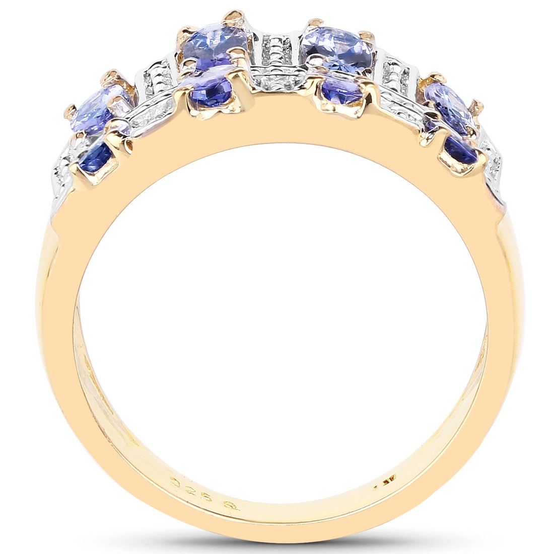 14K Yellow Gold Plated 1.68 Carat Genuine Tanzanite .925 Sterling Silver Ring by Bids.com