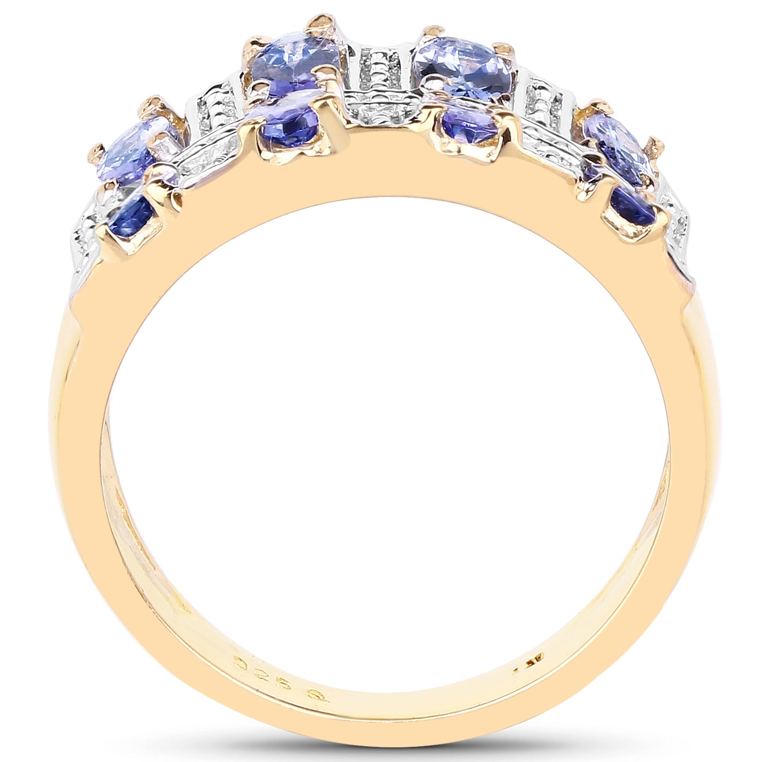 14K Yellow Gold Plated 1.68 Carat Genuine Tanzanite .925 Sterling Silver Ring by Bids.com