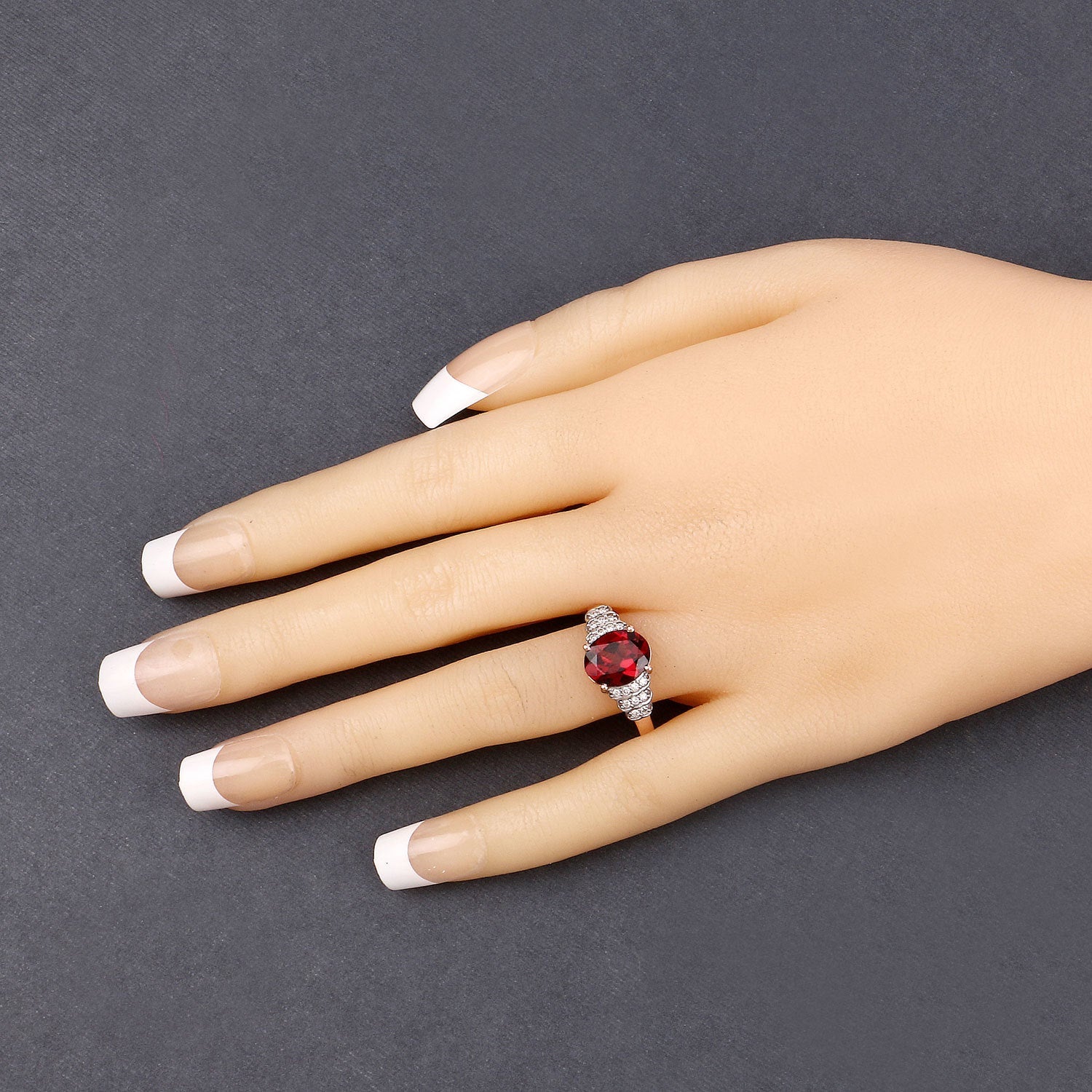 2.87 Carat Genuine Rhodolite and White Diamond 14K Rose Gold Ring by Bids.com
