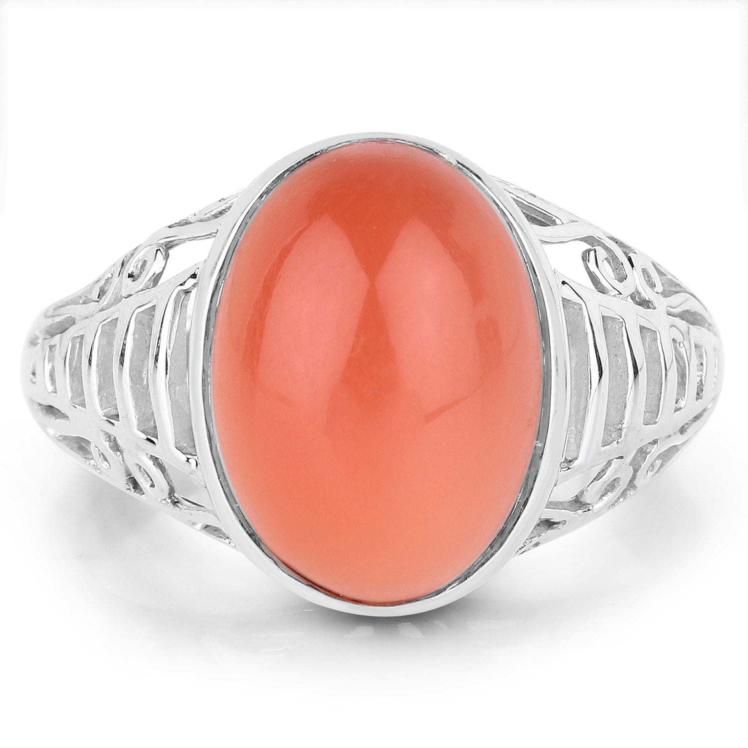 6.00 Carat Genuine Peach Moonstone .925 Sterling Silver Ring by Bids.com