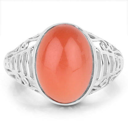 6.00 Carat Genuine Peach Moonstone .925 Sterling Silver Ring by Bids.com